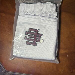 Eric Emanuel White and Maroon Men Shorts